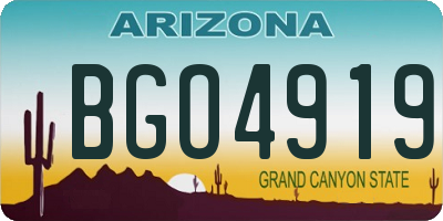 AZ license plate BGO4919