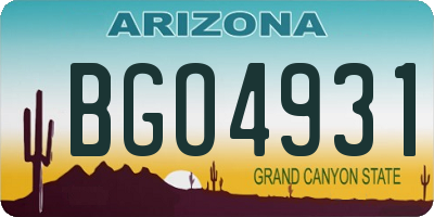 AZ license plate BGO4931
