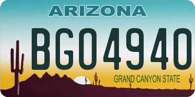 AZ license plate BGO4940