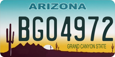 AZ license plate BGO4972