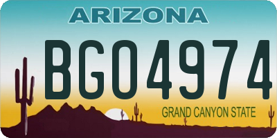 AZ license plate BGO4974