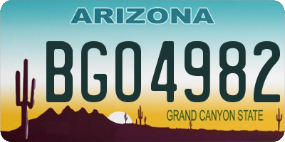 AZ license plate BGO4982