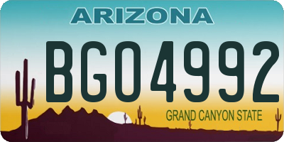 AZ license plate BGO4992