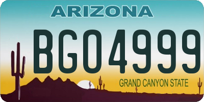 AZ license plate BGO4999