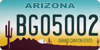 AZ license plate BGO5002