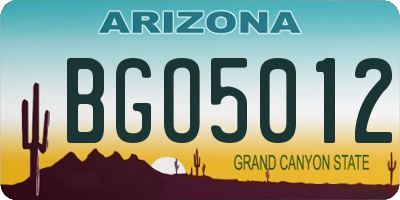 AZ license plate BGO5012