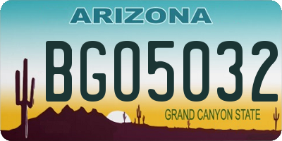 AZ license plate BGO5032