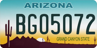 AZ license plate BGO5072
