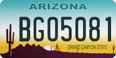AZ license plate BGO5081