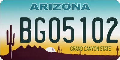 AZ license plate BGO5102