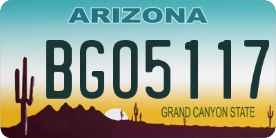 AZ license plate BGO5117