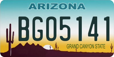 AZ license plate BGO5141