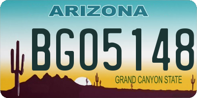 AZ license plate BGO5148