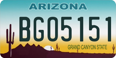 AZ license plate BGO5151