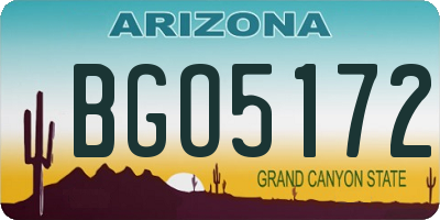 AZ license plate BGO5172