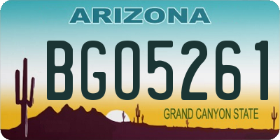 AZ license plate BGO5261