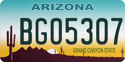 AZ license plate BGO5307
