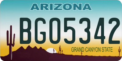 AZ license plate BGO5342
