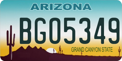 AZ license plate BGO5349