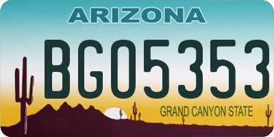 AZ license plate BGO5353
