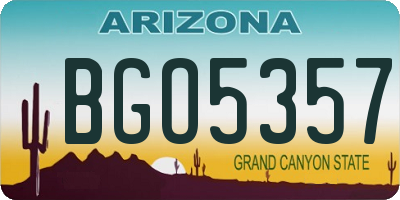 AZ license plate BGO5357