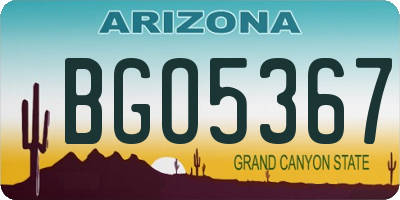 AZ license plate BGO5367