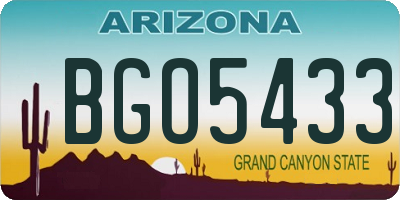 AZ license plate BGO5433