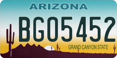 AZ license plate BGO5452