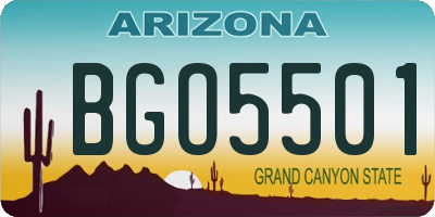 AZ license plate BGO5501