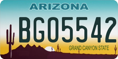 AZ license plate BGO5542