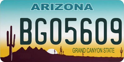 AZ license plate BGO5609