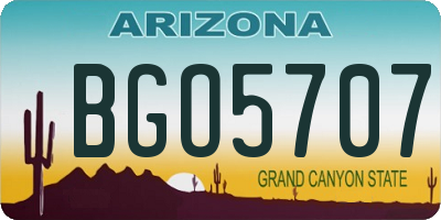 AZ license plate BGO5707