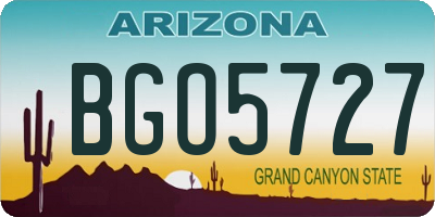 AZ license plate BGO5727