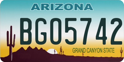 AZ license plate BGO5742