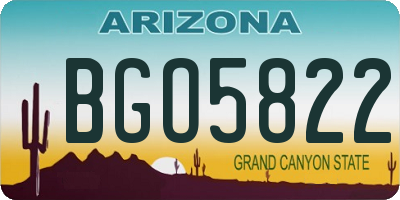 AZ license plate BGO5822