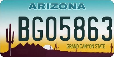 AZ license plate BGO5863