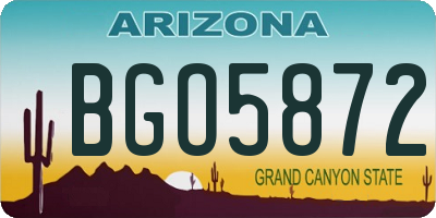AZ license plate BGO5872