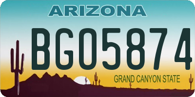 AZ license plate BGO5874