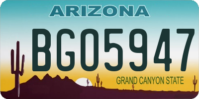 AZ license plate BGO5947