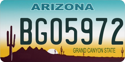 AZ license plate BGO5972