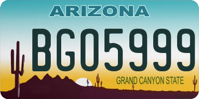 AZ license plate BGO5999