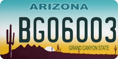 AZ license plate BGO6003