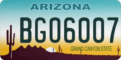 AZ license plate BGO6007