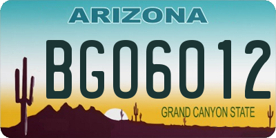 AZ license plate BGO6012
