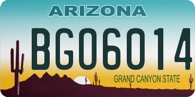 AZ license plate BGO6014