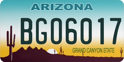 AZ license plate BGO6017