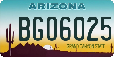 AZ license plate BGO6025