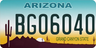 AZ license plate BGO6040