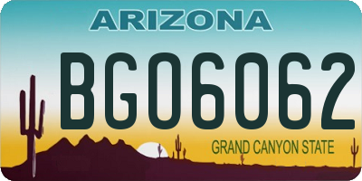 AZ license plate BGO6062