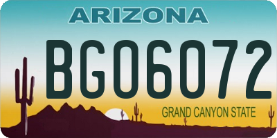 AZ license plate BGO6072